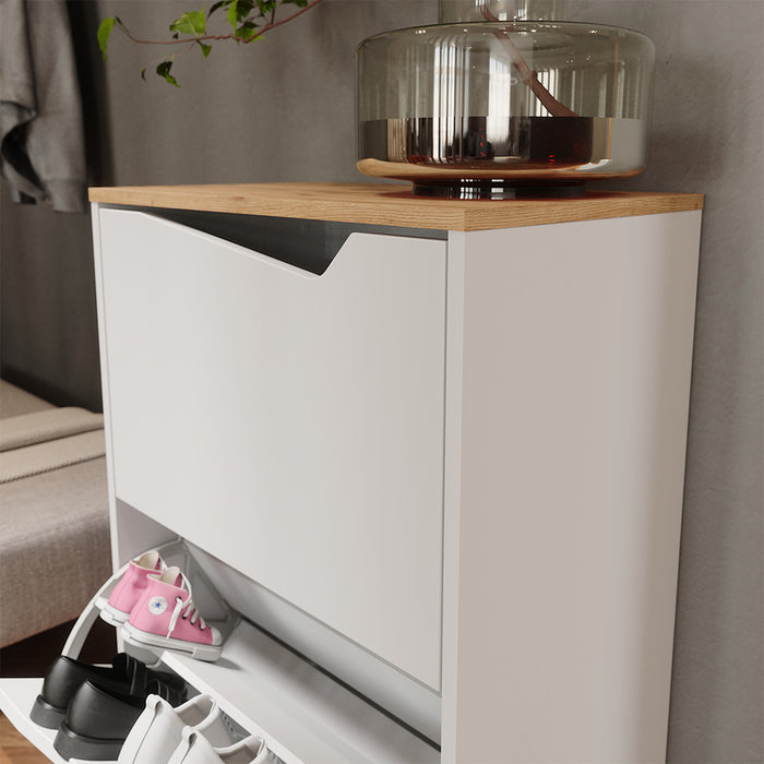 Vicco Scarpiera da ingresso Bianco/Artisan 60 x 91.6 cm con 2 scomparti