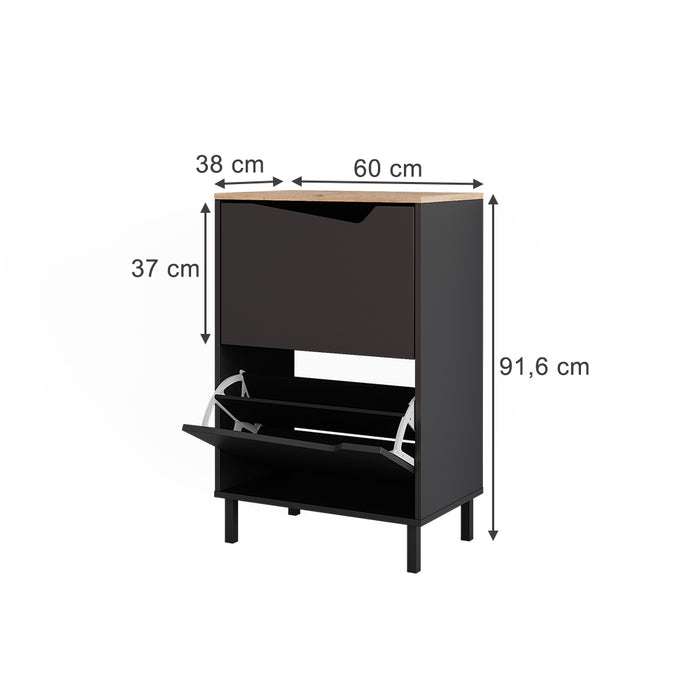 Vicco Scarpiera da ingresso Antracite/Artisan 60 x 91.6 cm con 2 scomparti