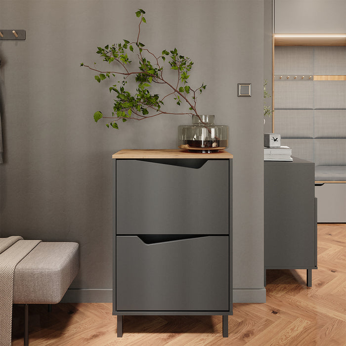 Vicco Scarpiera da ingresso Antracite/Artisan 60 x 91.6 cm con 2 scomparti