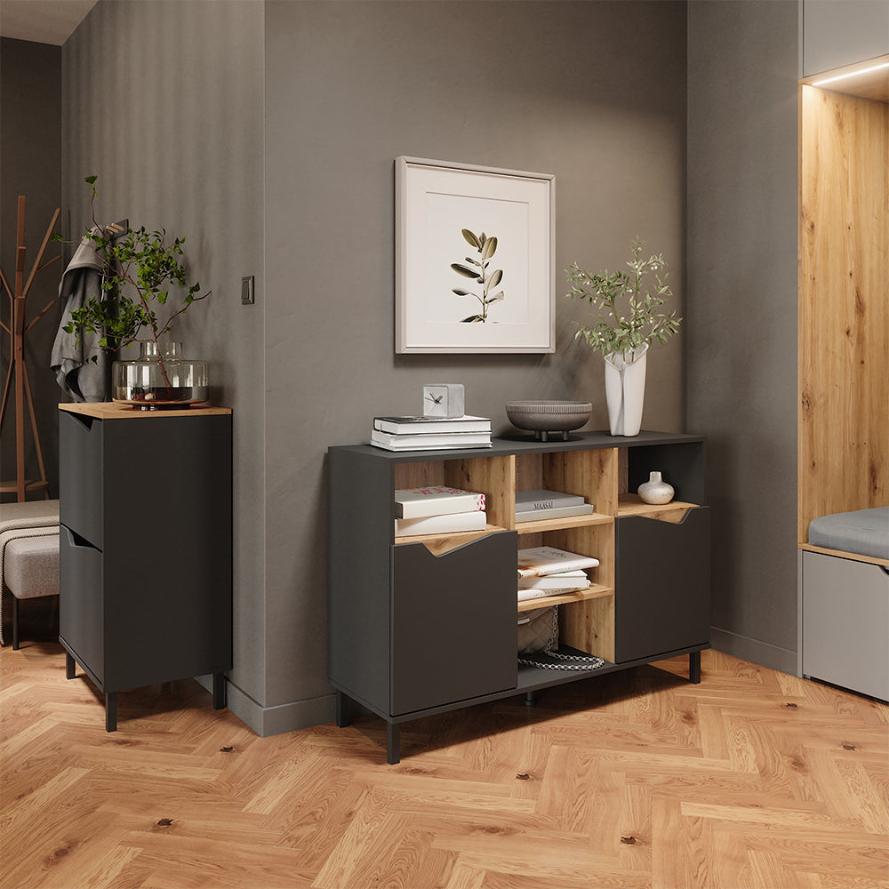 Vicco Scarpiera da ingresso Antracite/Artisan 60 x 91.6 cm con 2 scomparti