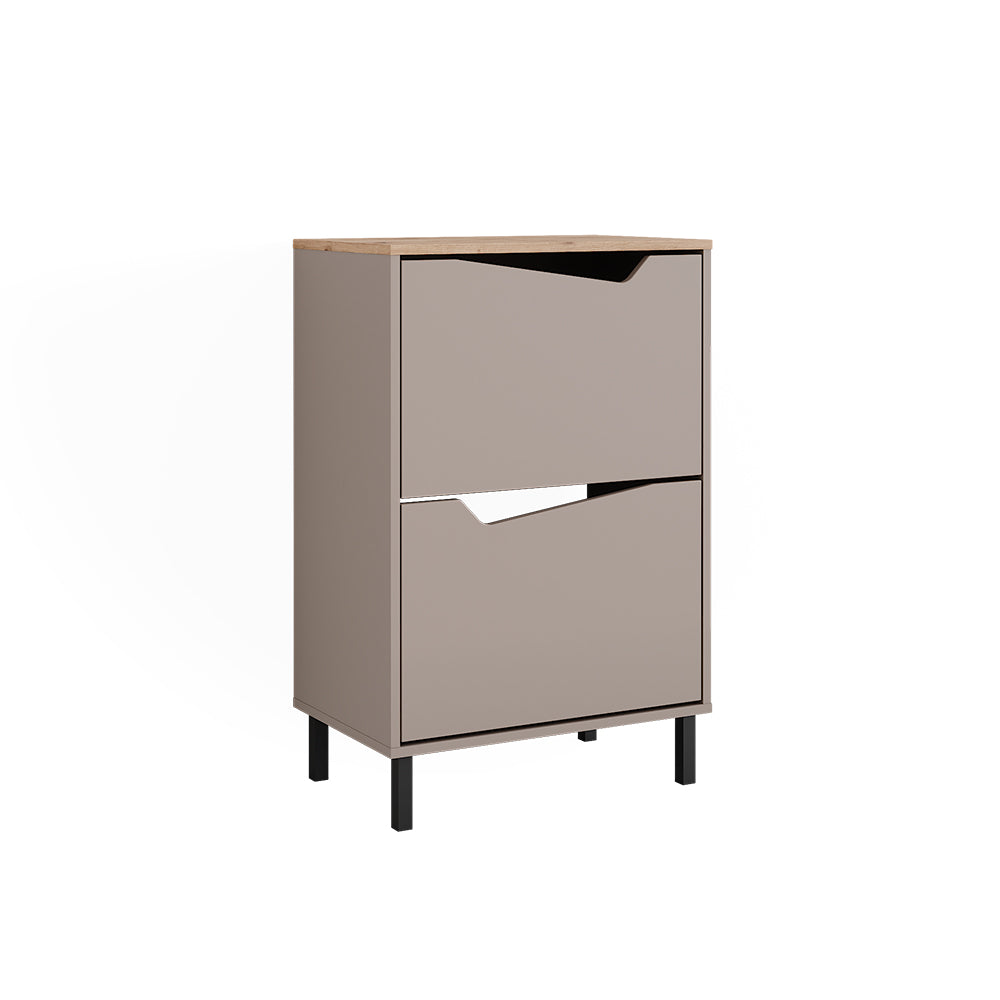 Vicco Scarpiera da ingresso Greige/rovere artigianale 60 x 91.6 cm con 2 scomparti