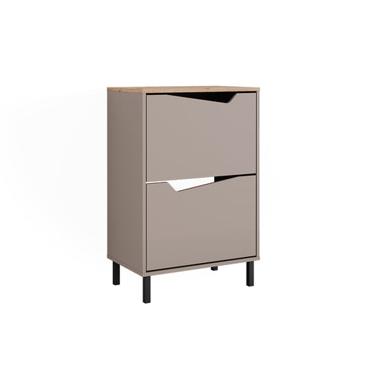 Vicco Scarpiera da ingresso Greige/rovere artigianale 60 x 91.6 cm con 2 scomparti