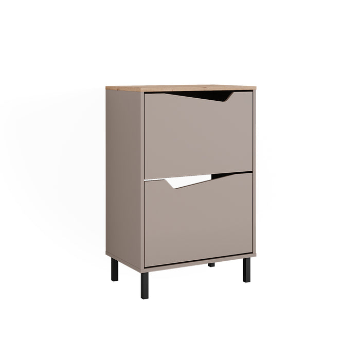 Vicco Scarpiera da ingresso Greige/rovere artigianale 60 x 91.6 cm con 2 scomparti