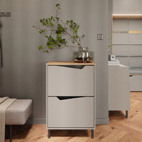 Vicco Scarpiera da ingresso Greige/rovere artigianale 60 x 91.6 cm con 2 scomparti