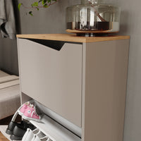 Vicco Scarpiera da ingresso Greige/rovere artigianale 60 x 91.6 cm con 2 scomparti