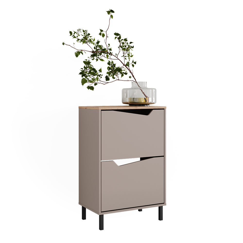 Vicco Scarpiera da ingresso Greige/rovere artigianale 60 x 91.6 cm con 2 scomparti