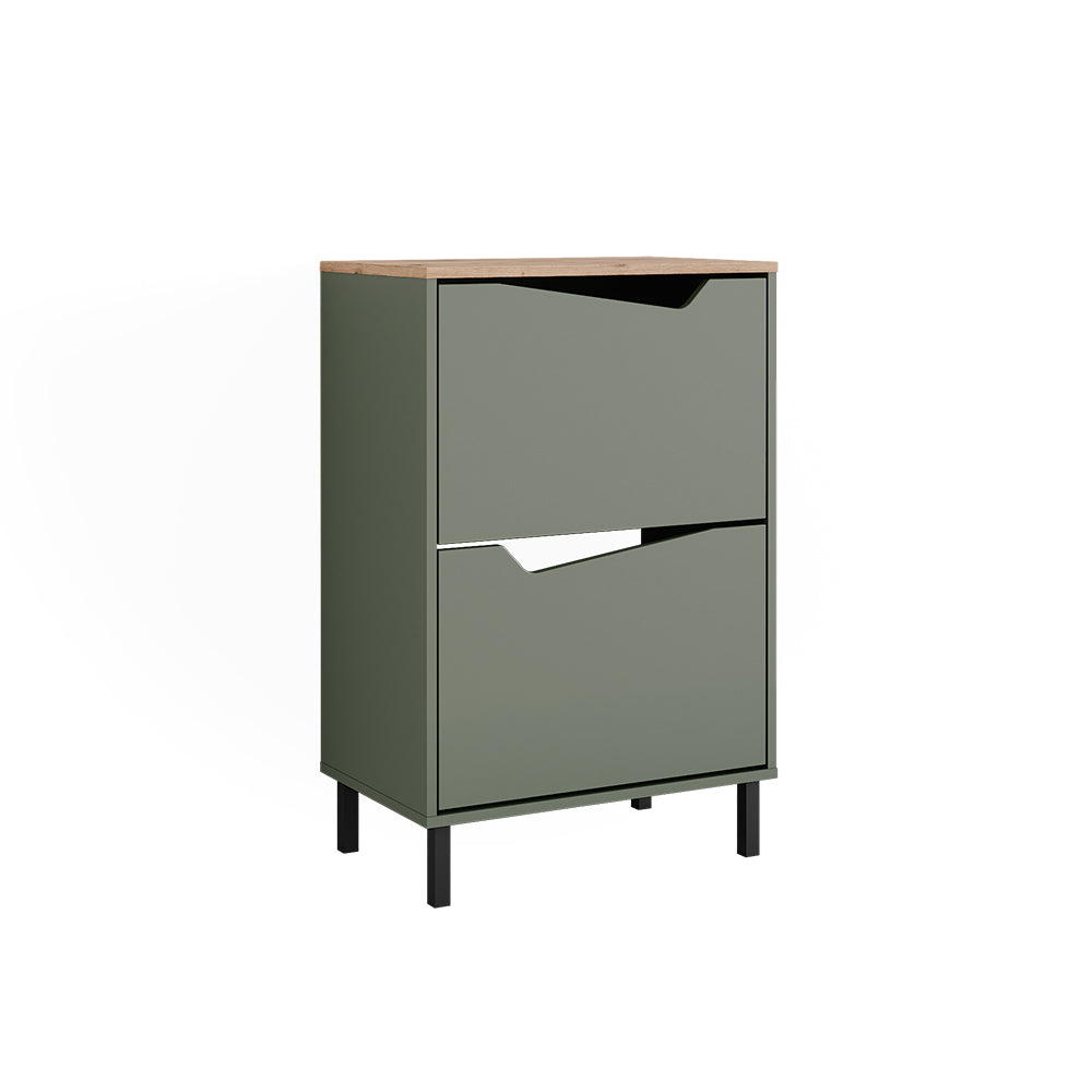 Vicco Scarpiera da ingresso Verde/Artigianale 60 x 91.6 cm con 2 scomparti