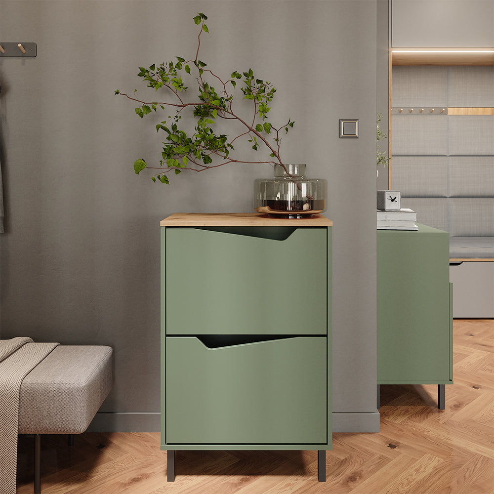 Vicco Scarpiera da ingresso Verde/Artigianale 60 x 91.6 cm con 2 scomparti