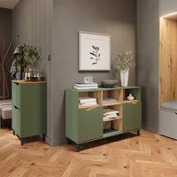 Vicco Scarpiera da ingresso Verde/Artigianale 60 x 91.6 cm con 2 scomparti