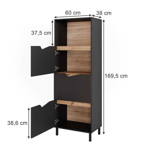 Vicco Credenza Antracite/Artisan 60 x 169.5 cm con 4 scomparti