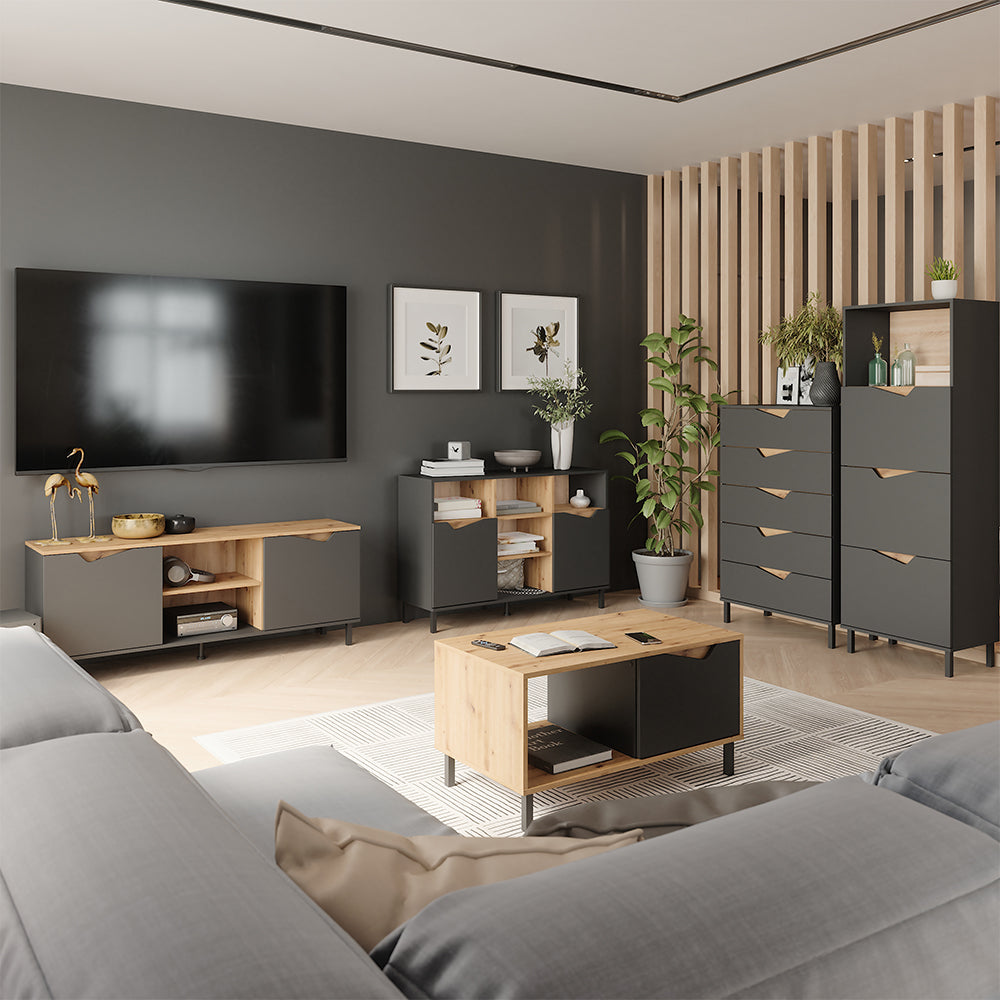 Vicco Credenza Antracite/Artisan 60 x 169.5 cm con 4 scomparti