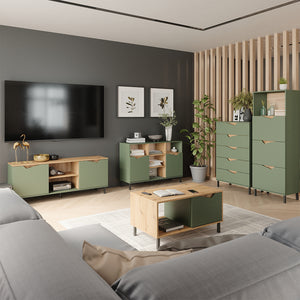 Vicco Credenza Verde/Artigianale 60 x 169.5 cm con 4 scomparti