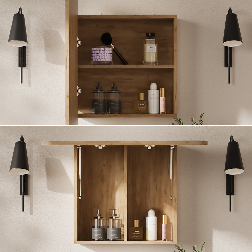 Vicco Specchio contenitore bagno Quercia dorata 70 x 50 cm con ripiani