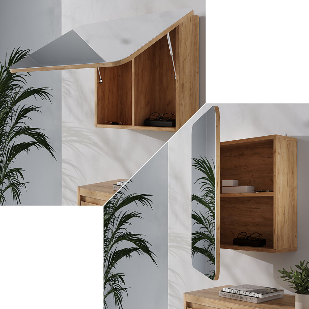 Vicco Specchio contenitore bagno Quercia dorata 70 x 50 cm con ripiani