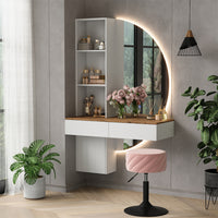 Vicco Tavolo da toeletta Bianco/quercia 100 cm con specchio a LED