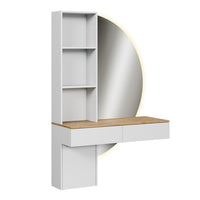 Vicco Tavolo da toeletta Bianco/quercia 100 cm con specchio a LED