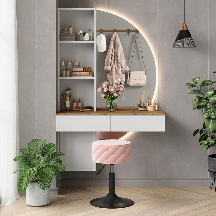 Vicco Tavolo da toeletta Bianco/quercia 100 cm con specchio a LED