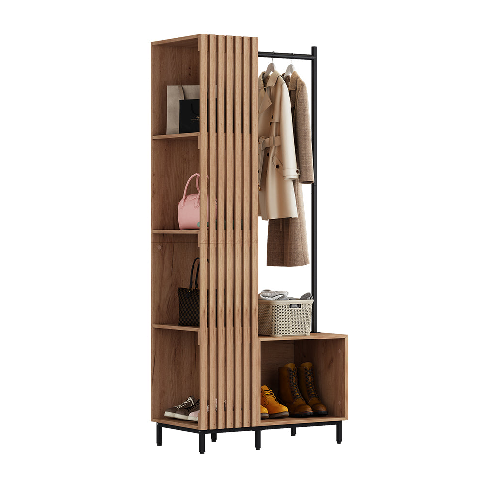 Vicco Armadio da ingresso Quercia dorata 80 x 187 cm con 5 scomparti portaoggetti