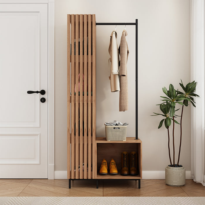 Vicco Armadio da ingresso Quercia dorata 80 x 187 cm con 5 scomparti portaoggetti