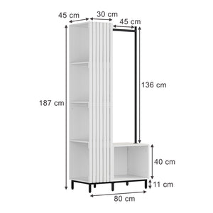 Vicco Armadio da ingresso Bianco 80 x 187 cm con 5 scomparti portaoggetti