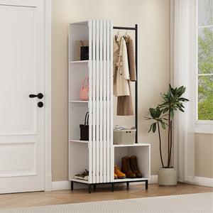 Vicco Armadio da ingresso Bianco 80 x 187 cm con 5 scomparti portaoggetti