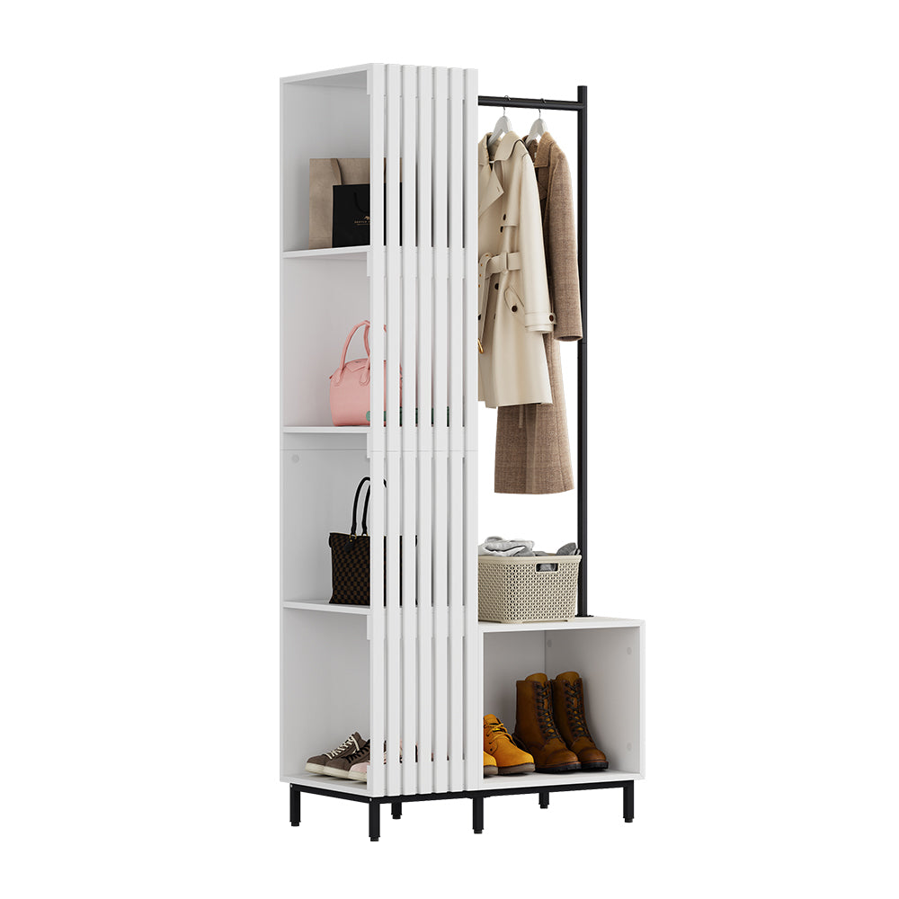 Vicco Armadio da ingresso Bianco 80 x 187 cm con 5 scomparti portaoggetti