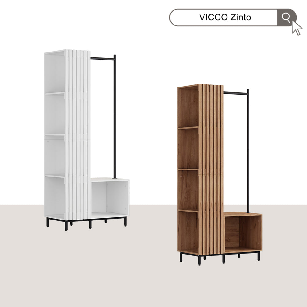 Vicco Armadio da ingresso Bianco 80 x 187 cm con 5 scomparti portaoggetti