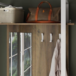 Vicco Armadio da ingresso Rovere rustico 90 x 215 cm con gancio e specchio