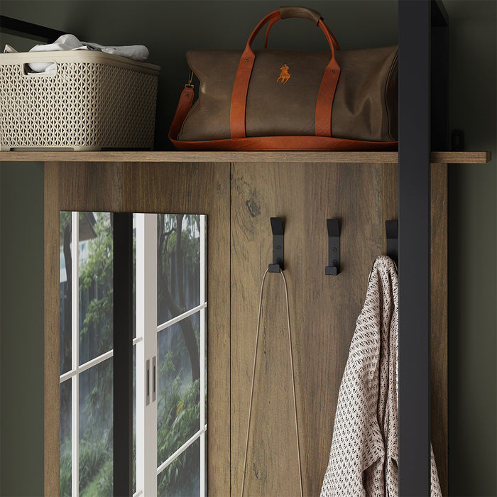 Vicco Armadio da ingresso Rovere rustico/antracite 90 x 215 cm con gancio e specchio