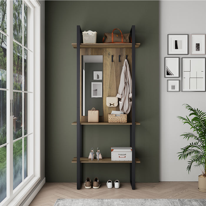 Vicco Armadio da ingresso Rovere rustico/antracite 90 x 215 cm con gancio e specchio