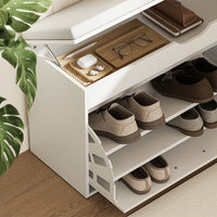 Vicco Panca scarpiera da ingresso Bianco 90 x 50 cm con 3 scomparti aperti