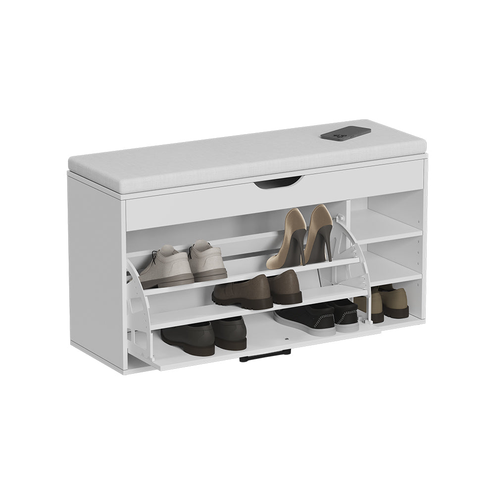 Vicco Panca scarpiera da ingresso Bianco 90 x 50 cm con 3 scomparti aperti