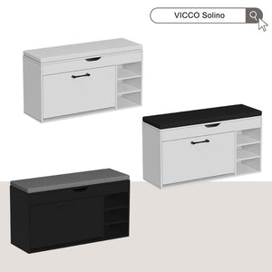 Vicco Panca scarpiera da ingresso Bianco/nero 90 x 50 cm con sedile
