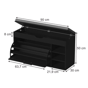 Vicco Panca scarpiera da ingresso Nero/Grigio 90 x 50 cm con sedile