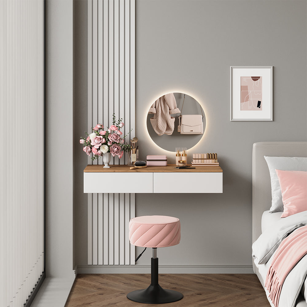 Vicco Tavolo da toeletta Bianco/quercia 100 cm con 2 cassetti