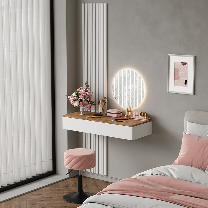 Vicco Tavolo da toeletta Bianco/quercia 100 cm con 2 cassetti