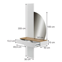 Vicco Tavolo da toeletta Bianco/quercia 100 cm con specchio a LED