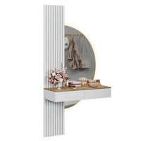 Vicco Tavolo da toeletta Bianco/quercia 100 cm con specchio a LED