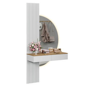 Vicco Tavolo da toeletta Bianco/quercia 100 cm con specchio a LED