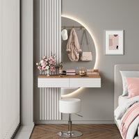 Vicco Tavolo da toeletta Bianco/quercia 100 cm con specchio LED e sgabello