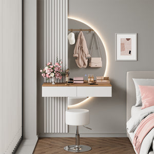 Vicco Tavolo da toeletta Bianco/quercia 100 cm con specchio LED e sgabello