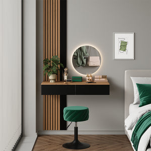 Vicco Tavolo da toeletta Quercia/nero 100 cm con 2 cassetti