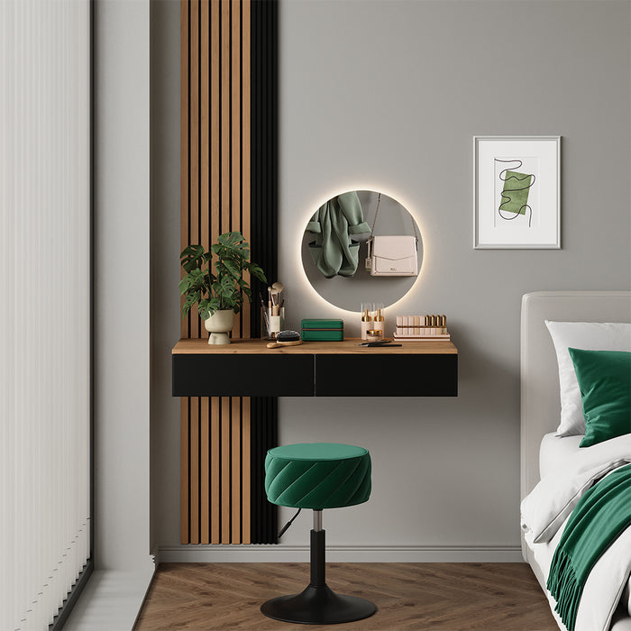 Vicco Tavolo da toeletta Quercia/nero 100 cm con 2 cassetti