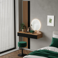 Vicco Tavolo da toeletta Quercia/nero 100 cm con 2 cassetti