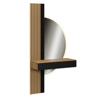 Vicco Tavolo da toeletta Quercia/nero 100 cm con specchio a LED