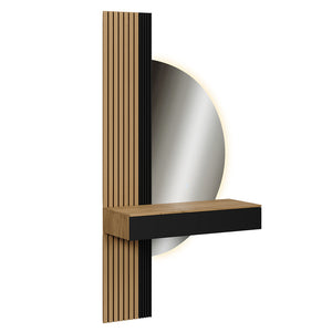 Vicco Tavolo da toeletta Quercia/nero 100 cm con specchio a LED