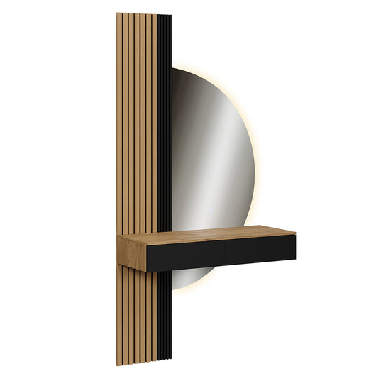 Vicco Tavolo da toeletta Quercia/nero 100 cm con specchio a LED