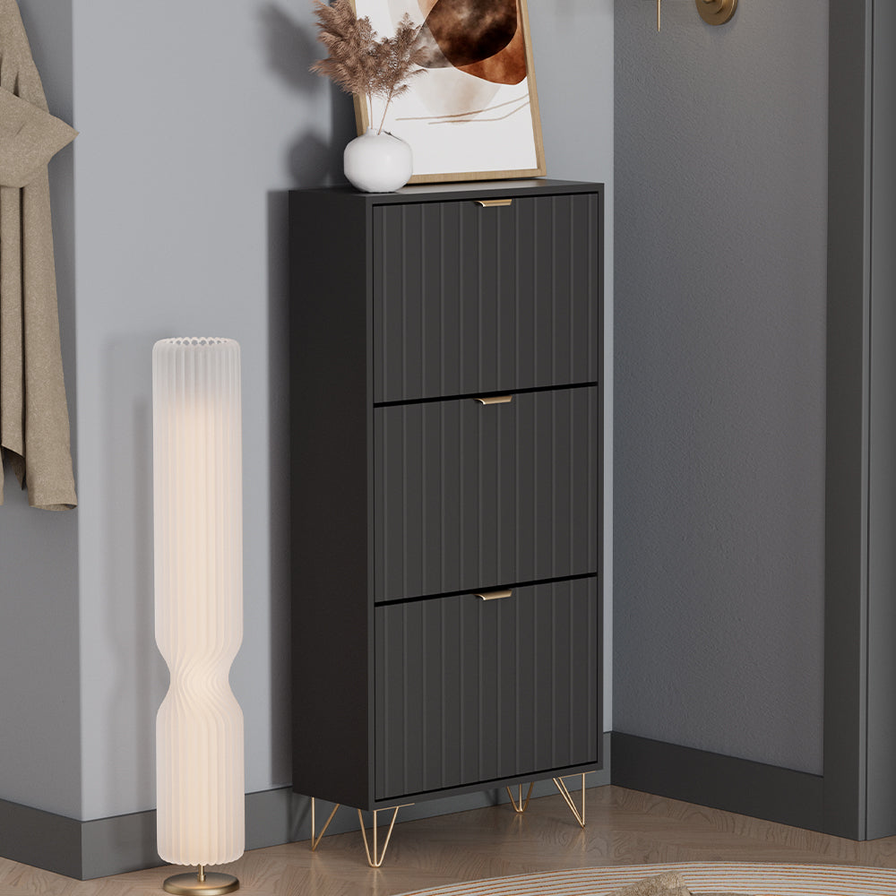 Vicco Armadio per le scarpe Nero 60 x 128.5 cm 3 scomparti