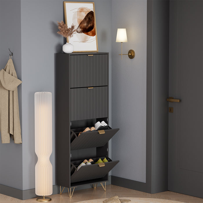 Vicco Mobile porta scarpe Nero 60 x 166.7 cm 4 scomparti