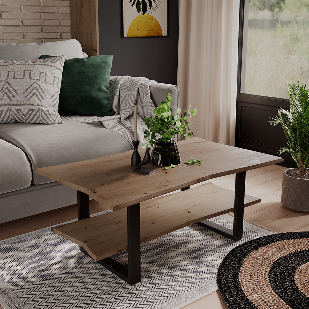 Vicco Tavolino da salotto Artigiano 100 x 60 cm , con ripiano